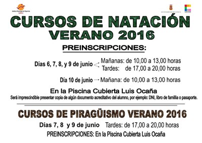 CURSOS DE VERANO 2016 - Natación y Piragüismo