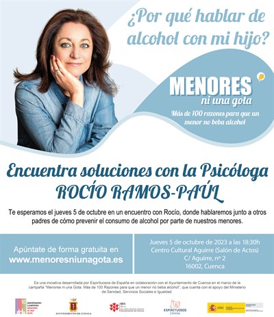 Rocío Ramos-Paúl, Supernanny, mantendrá un encuentro con familias de Cuenca para abordar la prevención del consumo de alcohol entre sus hijos menores