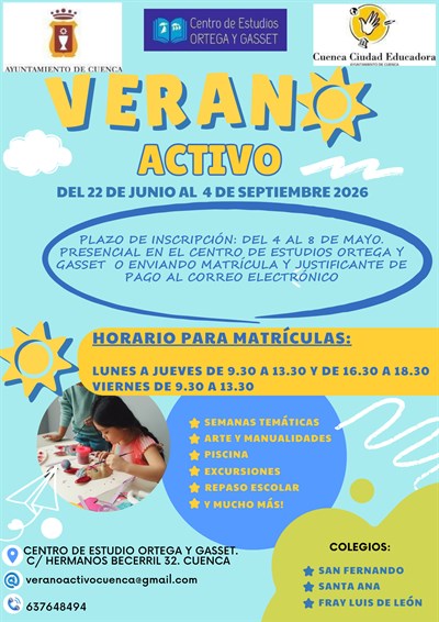 La Escuela de Verano Activo 2026 abre su periodo de inscripción el 4 de mayo
