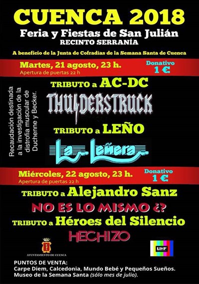 El tributo a AC-DC y a Leño y la representación de la obra de teatro ‘Jueves Lardero’ para este martes de feria  