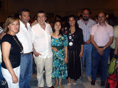 Personalidades y representantes de sectores sociales asisten al palco del Ayuntamiento durante la Feria Taurina de San Julián