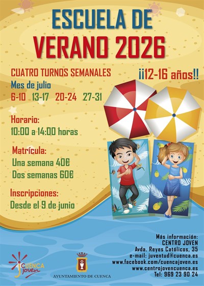Ya está abierto el periodo de inscripción para la Escuela de Verano del Centro Joven del Ayuntamiento de Cuenca